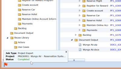 project export notification message